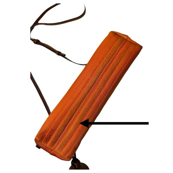 Dooney Bourke Purse Crossbody Orange Brown Embroidered Logo Boho Classic Preppy - Picture 4 of 16